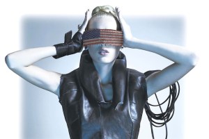 Woman with black futuristic glasses