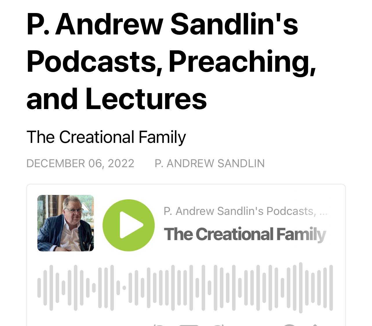 The Creational Family P. Andrew Sandlin